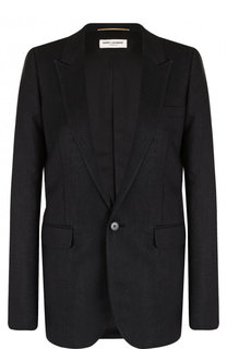 Однотонный шелковый жакет на одной пуговице Saint Laurent
