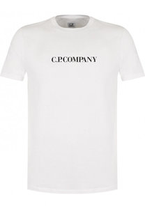 Хлопковая футболка с принтом на спине C.P. Company