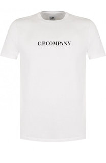 Хлопковая футболка с принтом на спине C.P. Company
