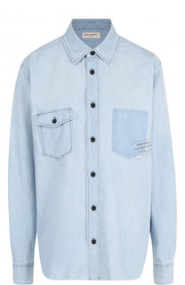 Джинсовая блуза свободного кроя с потертостями Saint Laurent