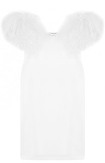 Хлопковый топ с отделкой из пера страуса Saint Laurent