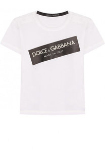 Хлопковая футболка с логотипом бренда Dolce &amp; Gabbana