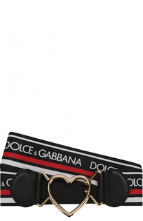 Текстильный ремень с логотипом бренда и фигурной пряжкой Dolce &amp; Gabbana