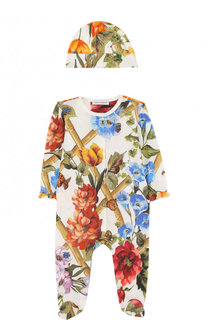 Хлопковый комплект из пижамы и шапки с принтом Dolce &amp; Gabbana