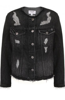 Джинсовая куртка с потертостями и круглым вырезом Frame Denim