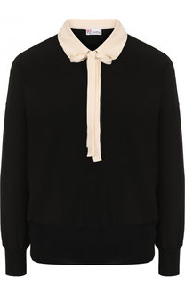 Шелковая блуза с контрастным воротником аскот REDVALENTINO