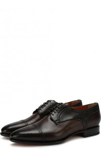 Кожаные дерби с брогированием Santoni