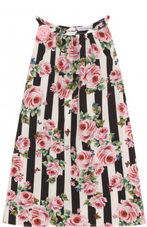 Хлопковый сарафан с принтом на тонких бретельках Dolce &amp; Gabbana