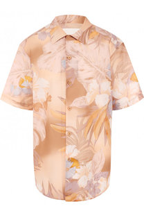 Блуза из смеси льна и хлопка с принтом Maison Margiela