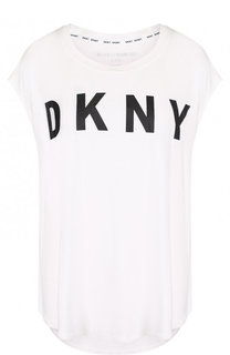 Топ свободного кроя с контрастным логотипом бренда DKNY