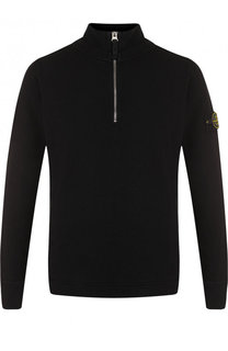 Хлопковый джемпер с воротником-стойкой на пуговицах Stone Island