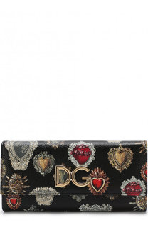 Кожаное портмоне с клапаном и принтом Dolce &amp; Gabbana
