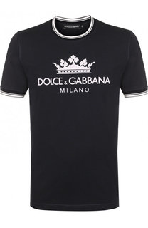 Хлопковая футболка с логотипом бренда Dolce &amp; Gabbana