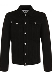 Джинсовая куртка с аппликацией на спине MSGM