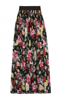 Плиссированная шелковая юбка-макси с принтом Dolce &amp; Gabbana