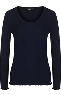 Однотонный приталенный пуловер с круглым вырезом DKNY