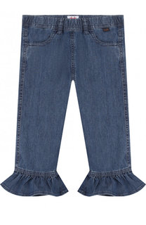 Укороченные джинсы с эластичным поясом и оборками Il Gufo