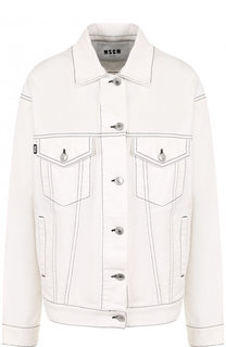 Джинсовая куртка свободного кроя с декорированной спинкой MSGM