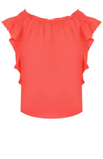 Однотонный хлопковый топ с оборками REDVALENTINO