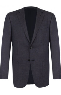 Однобортный пиджак из смеси шелка и льна с шерстью Ermenegildo Zegna