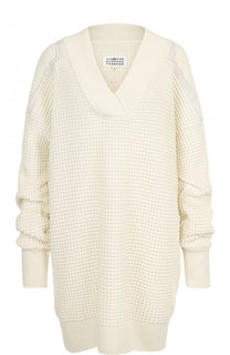 Пуловер фактурной вязки с V-образным вырезом Maison Margiela