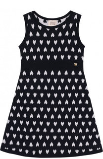 Приталенное мини-платье из хлопка с принтом Armani Junior