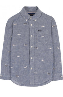 Рубашка из смеси хлопка и льна с воротником button down Polo Ralph Lauren
