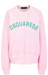 Однотонный хлопковый свитшот свободного кроя Dsquared2