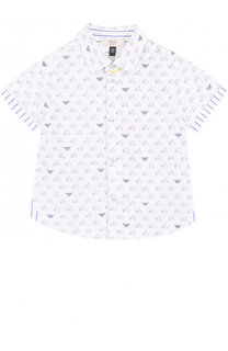 Хлопковая рубашка с принтом Armani Junior