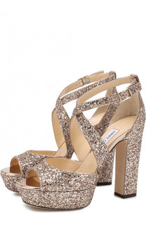 Босоножки April 120 с глиттером на устойчивом каблуке Jimmy Choo