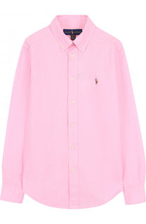 Рубашка из смеси хлопка и льна с воротником button down Polo Ralph Lauren