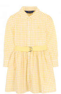 Хлопковое платье-рубашка в клетку с поясом Polo Ralph Lauren