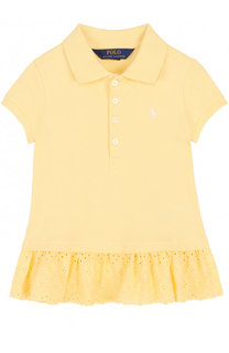 Хлопковое поло с кружевной баской Polo Ralph Lauren