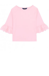 Топ из смеси хлопка и вискозы с кружевной оборкой Polo Ralph Lauren