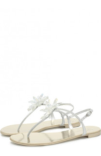 Кожаные сандалии с цветочной аппликацией Giuseppe Zanotti Design