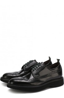 Кожаные дерби с брогированием Polished Green George