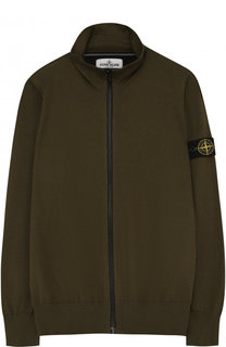 Хлопковый кардиган на молнии с воротником-стойкой Stone Island