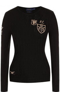 Приталенный хлопковый пуловер с круглым вырезом Polo Ralph Lauren