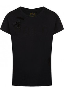 Однотонная хлопковая футболка с круглым вырезом Polo Ralph Lauren