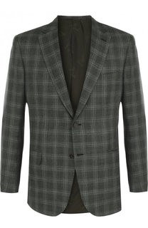 Однобортный пиджак из смеси шерсти и шелка со льном Brioni