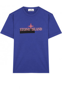 Хлопковая футболка с принтом Stone Island