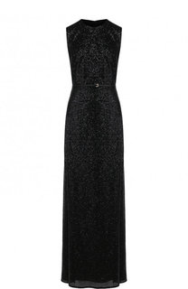 Приталенное мини-платье с пайетками и поясом Elie Saab