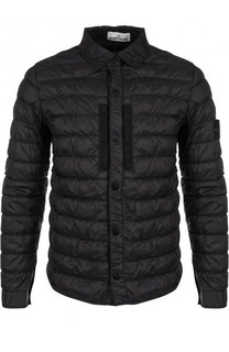 Стеганый пуховик на кнопках с отложным воротником Stone Island
