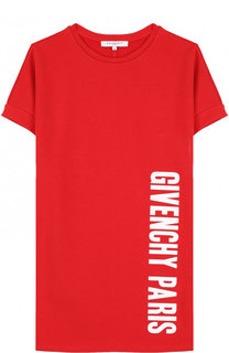Хлопковое мини-платье прямого кроя с логотипом бренда Givenchy