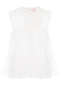 Хлопковое мини-платье с прозрачной отделкой Il Gufo
