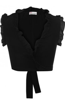 Однотонный шелковый топ с оборками REDVALENTINO