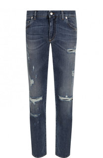 Джинсы прямого кроя с потертостями Dolce & Gabbana