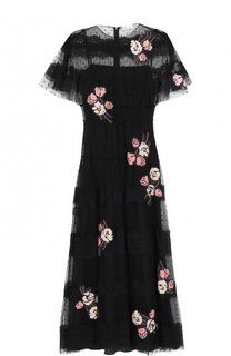 Кружевное платье-миди с цветочной отделкой REDVALENTINO
