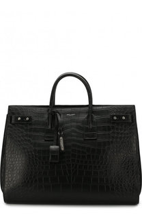 Кожаная сумка-тоут Sac de Jour с тиснением Saint Laurent