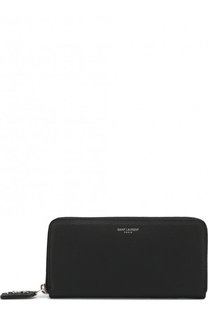 Кожаное портмоне на молнии с логотипом бренда Saint Laurent